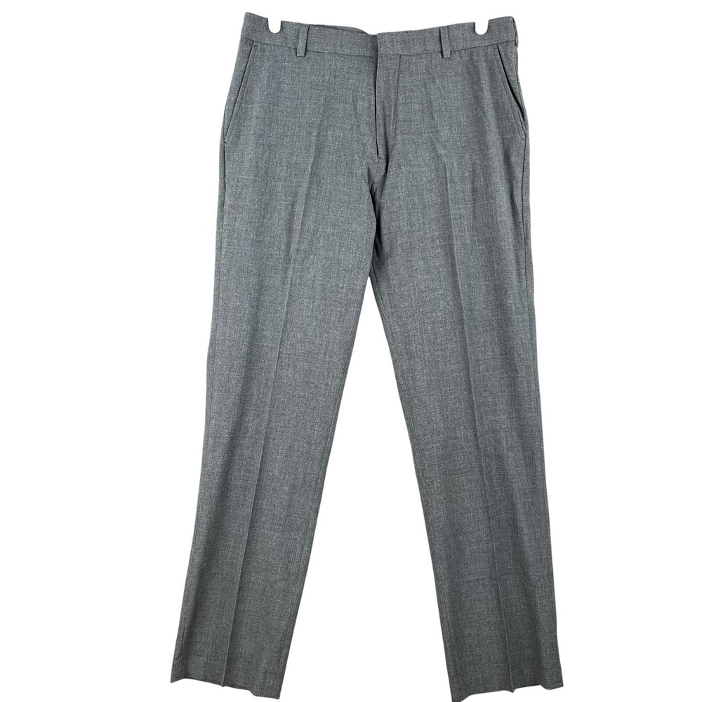 GEORGE Men's Grey Dress Pants 34x32 Expandable Waist Flat Front Stretch NWT